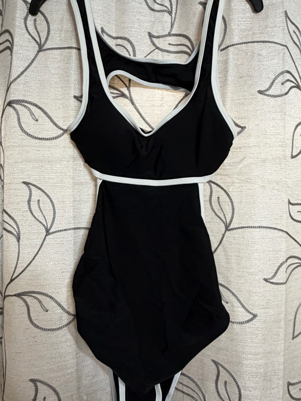 Brand new never worn SHEIN Black One-Piece Swimsuit with White Trim